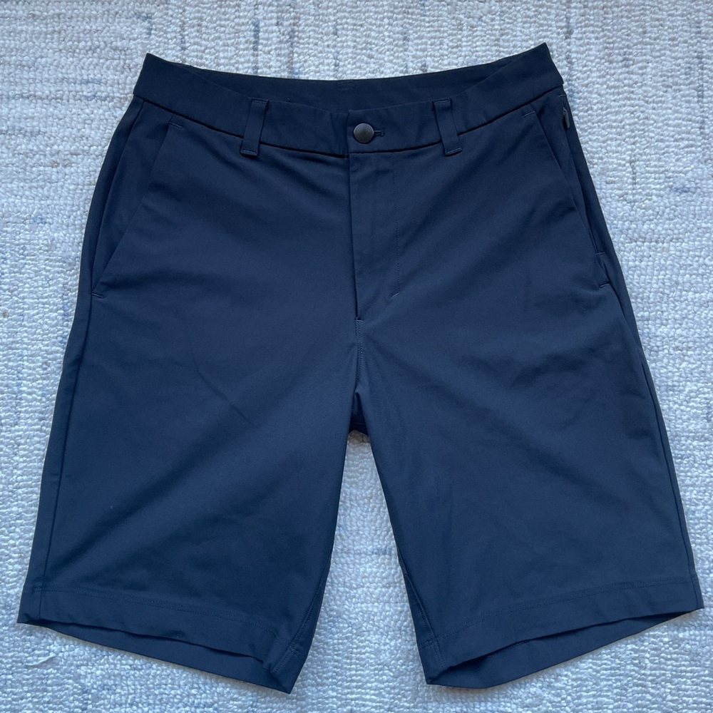 Lululemon Mens Performance Golf Flat Front Black Shorts Size 28x9